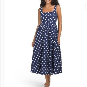 NWT Wayf Navy Polka Dot Womens Sleeveless Maxi Dress Size Small